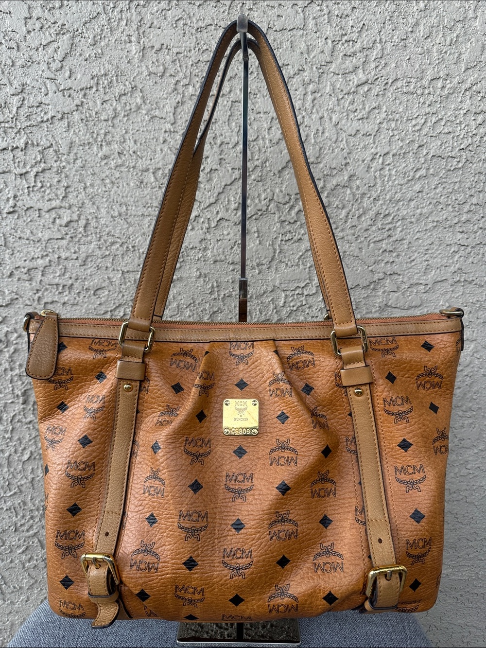 MCM Brown Visetos Monogram Tote